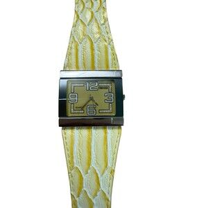 Bijoux Terner Watch Wide Face Yellow Band